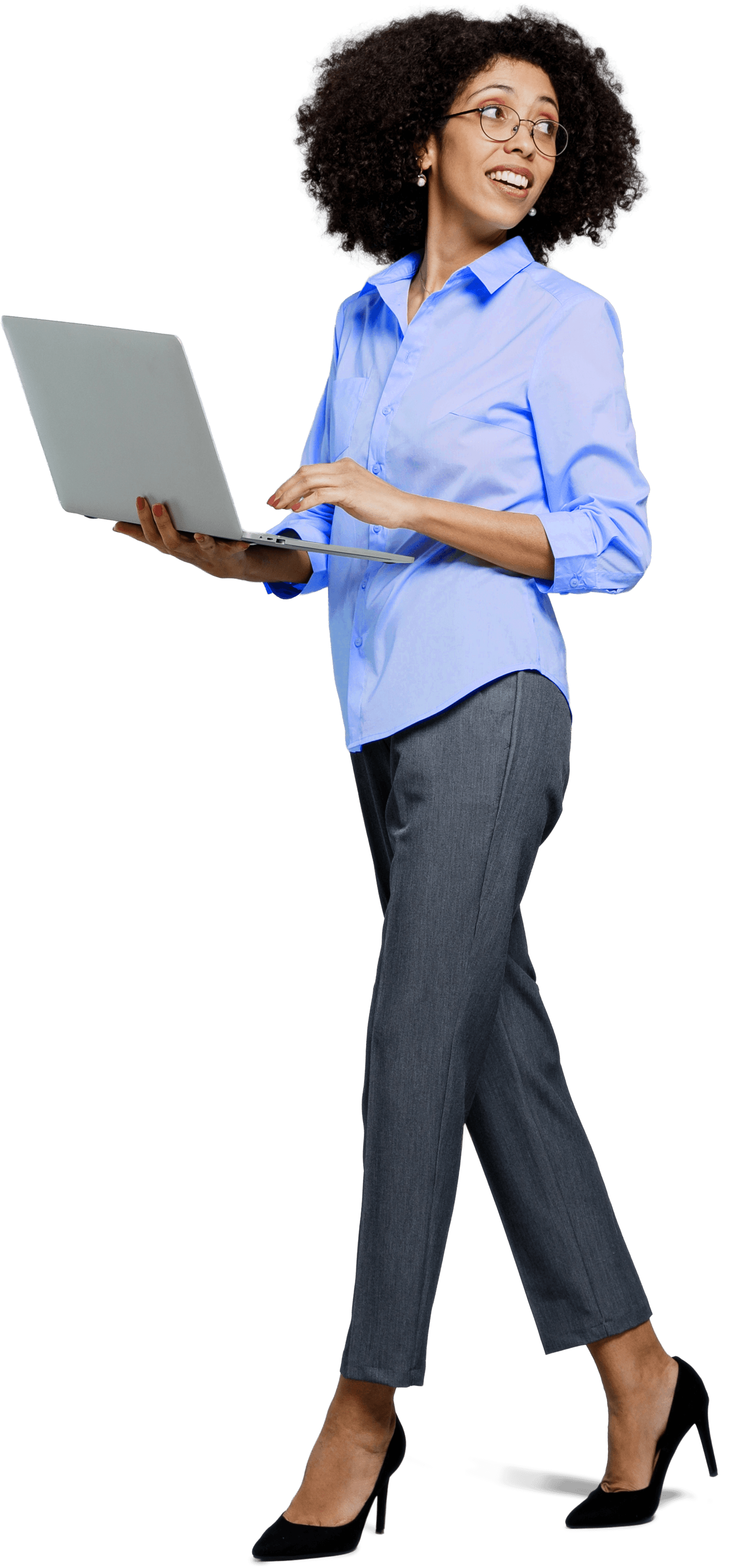 woman with laptop at leave a message section